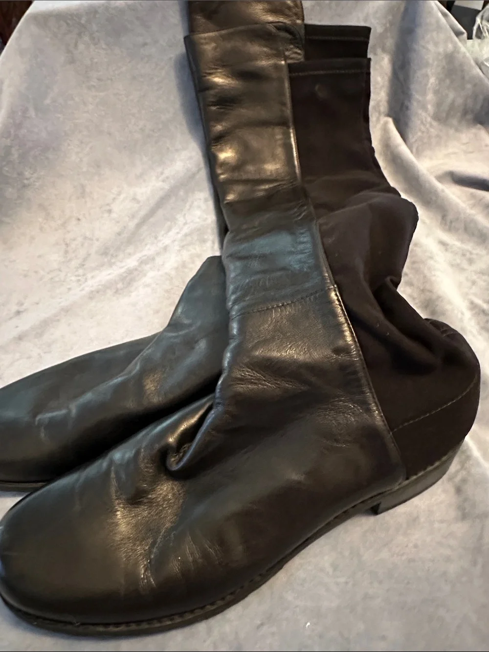 Stuart Weitzman Ladies 7.5M Black Leather Mid-Calf Women’s Boots Stretch Fit